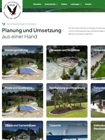 Leistungsübersicht der ADLER Website