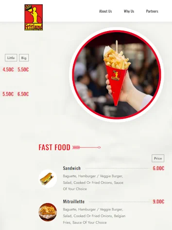 Menü und Food-Angebot von Fritland Brussels