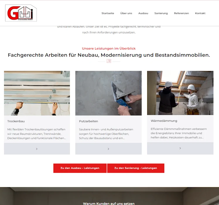 Konzeption und Planung des GI Innenausbau Website-Relaunches
