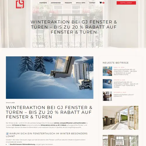 SEO-optimierte Inhaltsseite von GJ Fenster und Türen