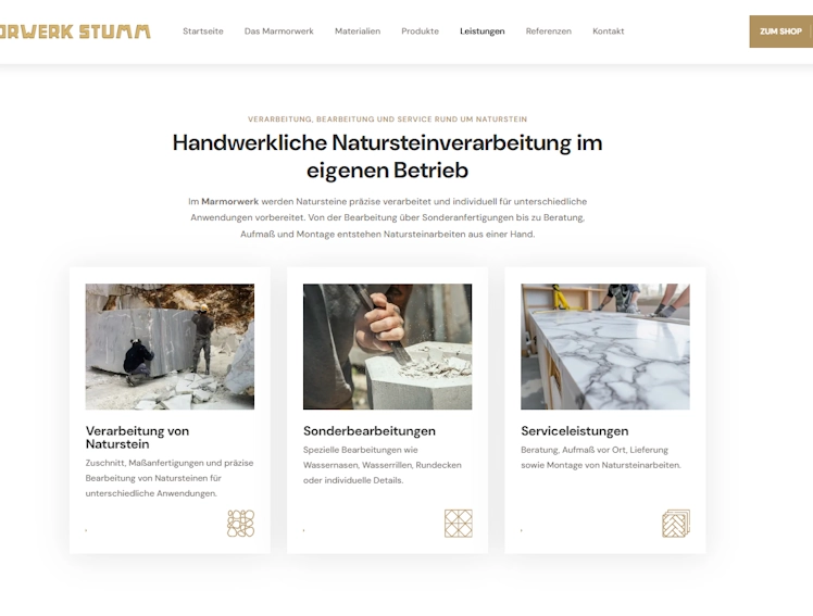 Konzeption und Struktur des Marmorwerk Stumm Website-Relaunches