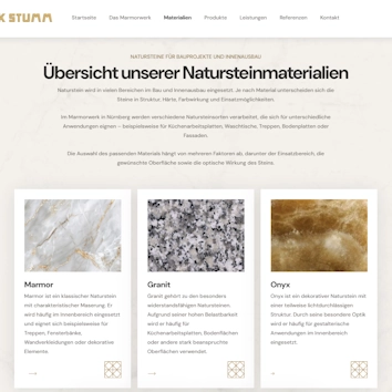 Materialdarstellung der Marmorwerk Stumm Website