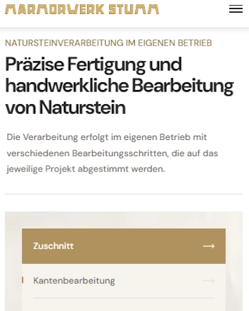 Responsive Darstellung der Marmorwerk Stumm Website