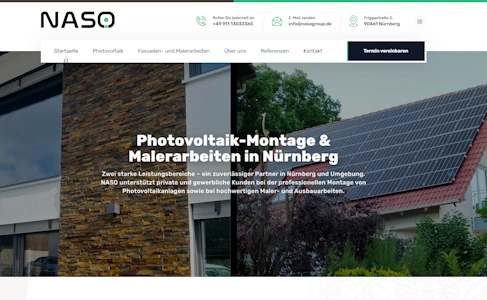 Website-Relaunch der NASO GmbH für Photovoltaik, Malerarbeiten und Ausbauarbeiten