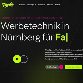 Startseite der neuen Triada Signs Website