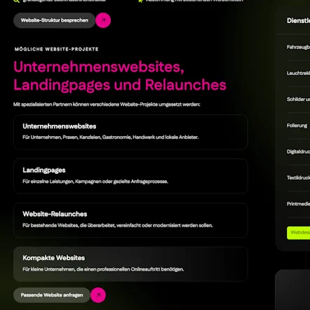 Übersichtliche Leistungsdarstellung von Triada Signs