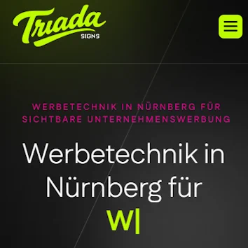 Mobile Ansicht der Triada Signs Website