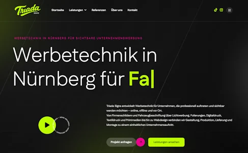 Neue Website von Triada Signs mit modernem Webdesign, klarer Nutzerführung und SEO-Fokus